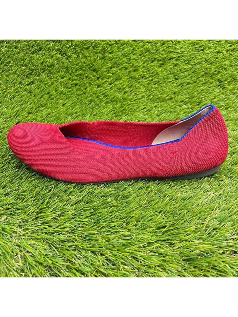 Rothy's The Flat Womens Size 10.5 Bright Red Casual Knit Slip On Ballet Flats